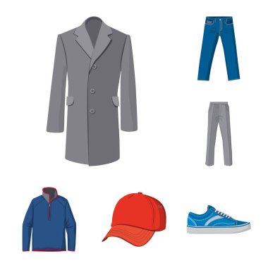 Adam ve giyim işareti vektör tasarımı. Adam ayarla ve vektör simge stok giyim.