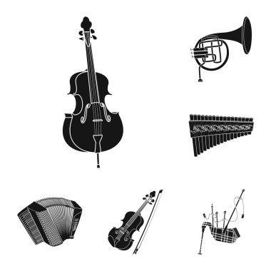 Müzik ve melodi logo yalıtılmış nesne. Müzik ve aracı hisse senedi vektör çizim topluluğu.