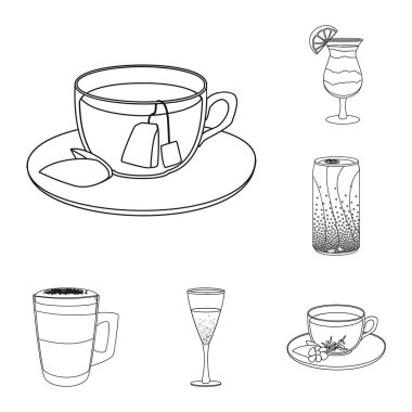 İçki ve bar sembolü yalıtılmış nesne. İçki ve parti hisse senedi vektör çizim topluluğu.