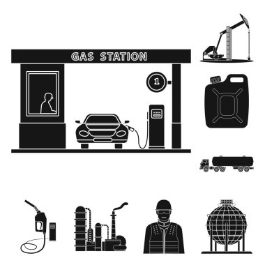 Petrol ve gaz logo vektör tasarımı. Web için petrol ve benzin hisse senedi simgesi kümesi.