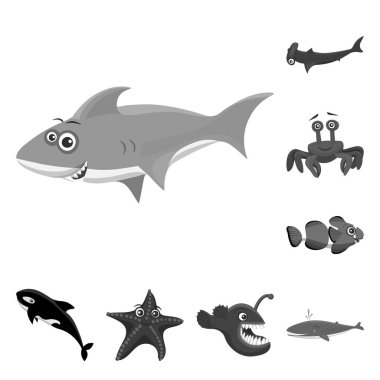 Deniz ve hayvan simge vektör Illustration. Deniz ve deniz hisse senedi vektör çizim.