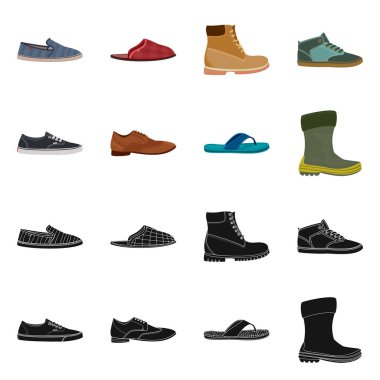 Ayakkabı ve ayakkabı logo yalıtılmış nesne. Ayakkabı ayarla ve hisse senedi simgesi web için ayak.