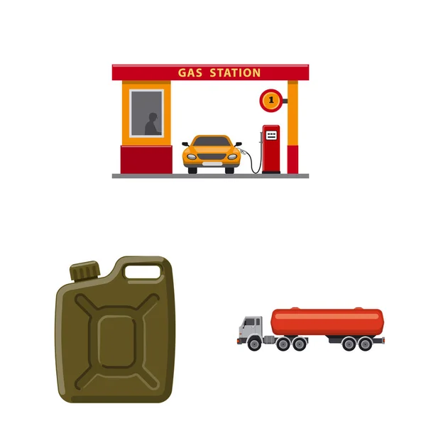 Изолированный объект нефтегазового логотипа. Сбор значка вектора масла и бензина для склада . — стоковый вектор