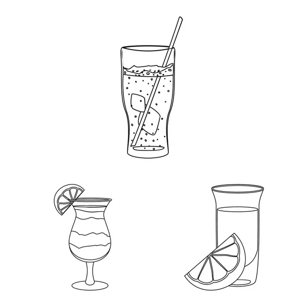 Geïsoleerde object van drank en bar teken. Set van drank en partij aandelensymbool voor web. — Stockvector