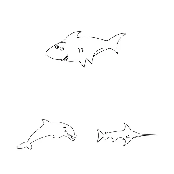 Ilustración vectorial del símbolo marino y animal. Conjunto de mar y vector marino icono para stock . — Vector de stock