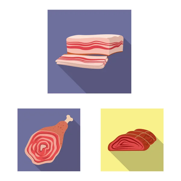 Ilustración vectorial del icono de carne y jamón. Colección de carne y caldo de cocina símbolo para la web . — Vector de stock