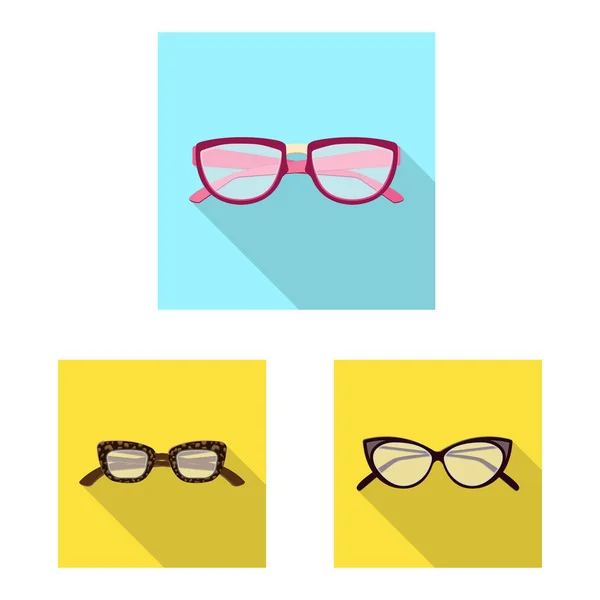 Ilustração vetorial de óculos e quadro sinal. Coleção de óculos e ícone de vetor acessório para estoque . — Vetor de Stock