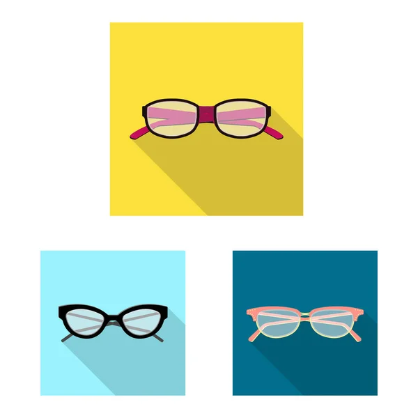 Design vettoriale di occhiali e simbolo della cornice. Collezione di occhiali e icona vettoriale accessoria per magazzino . — Vettoriale Stock