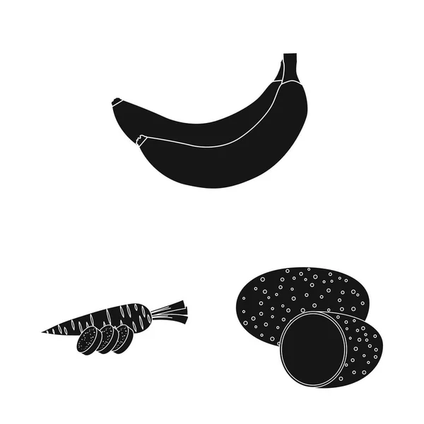 Ilustración vectorial del logotipo de verduras y frutas. Conjunto de icono de vector vegetal y vegetariano para stock . — Vector de stock