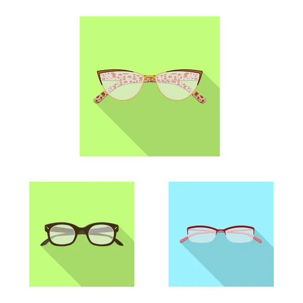 Vektor ilustrasi kacamata dan ikon bingkai. Kumpulan kacamata dan ikon vektor aksesori bagi stok . - Stok Vektor