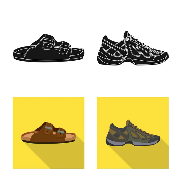 Illustration vectorielle du logo chaussure et chaussures. Ensemble d'illustration vectorielle de chaussure et de pied . — Image vectorielle