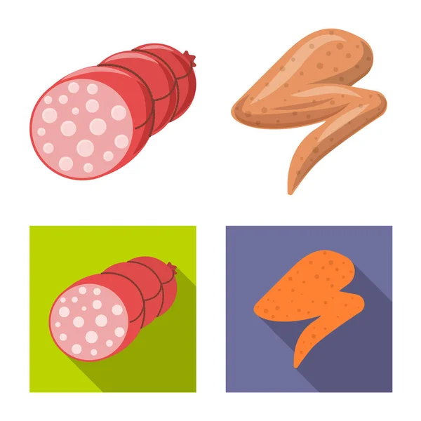 Objet isolé de viande et de jambon icône. Collecte de viande et icône vectorielle de cuisson pour le stock . — Image vectorielle
