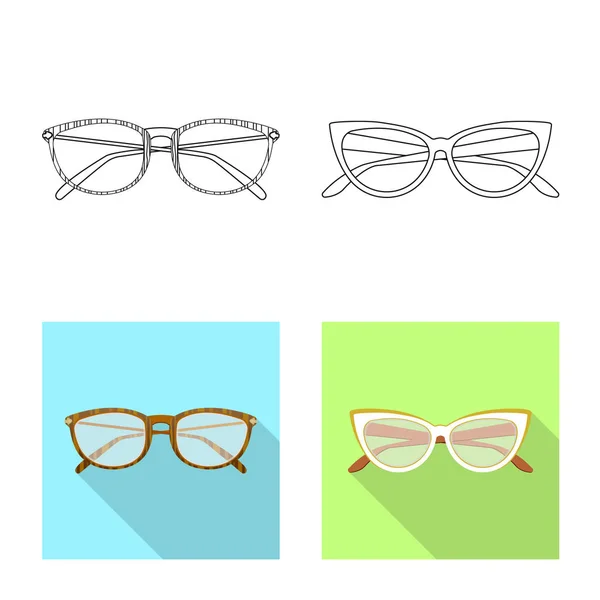 Objeto aislado de gafas y logotipo del marco. Conjunto de gafas y accesorio símbolo de stock para web . — Vector de stock