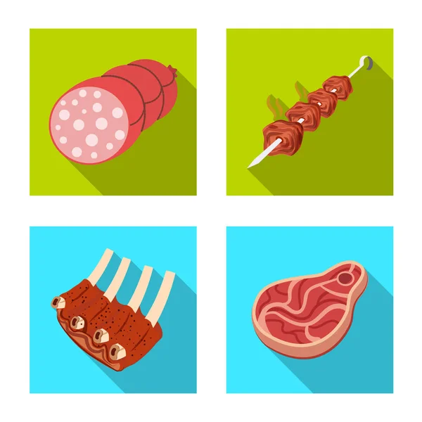 Vektorillustration des Symbols für Fleisch und Schinken. Set von Fleisch und Kochfond Vektor Illustration. — Stockvektor