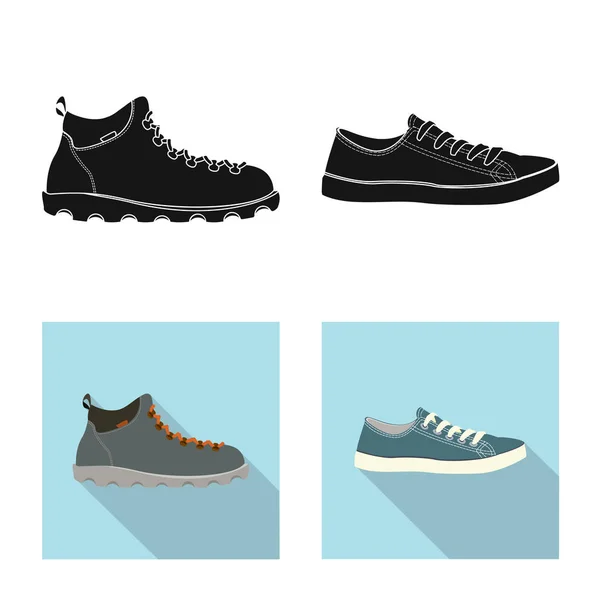 Ayakkabı ve ayakkabı işareti vektör tasarımı. Ayakkabı ayarla ve vektör simge stok ayak. — Stok Vektör