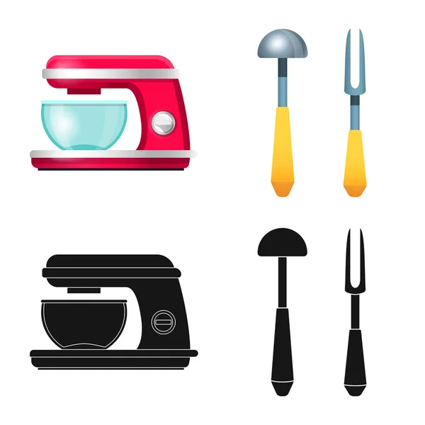 Isolé objet de cuisine et cuisinier symbole. Collection de symboles de stock de cuisine et d'appareils pour le web . — Image vectorielle