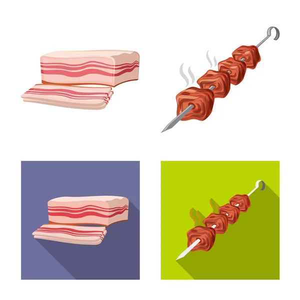 Ilustración vectorial del signo de carne y jamón. Conjunto de carne y caldo de cocina símbolo para web . — Vector de stock