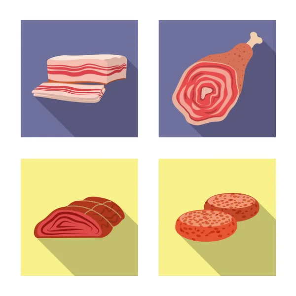 Diseño vectorial del logotipo de carne y jamón. Colección de ilustración de vectores de carne y caldo de cocina . — Vector de stock