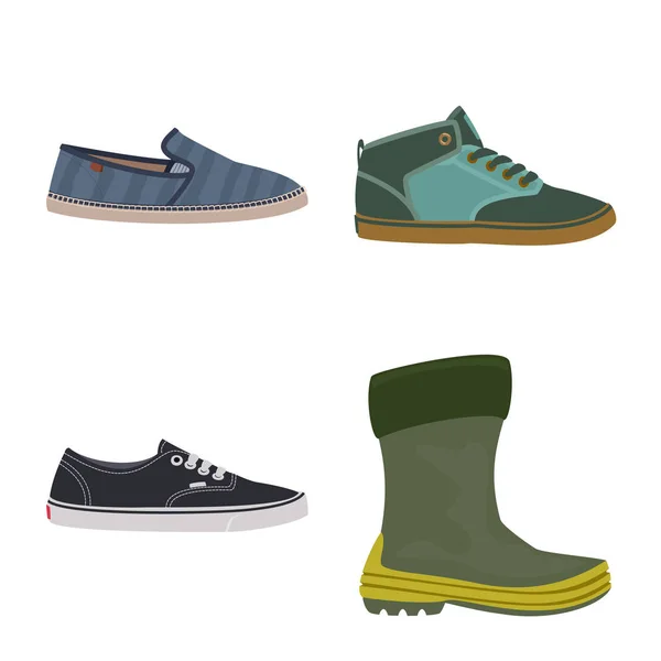Vektorové ilustrace boty a obuv značky. Sada botu a nohu burzovní symbol pro web. — Stockový vektor