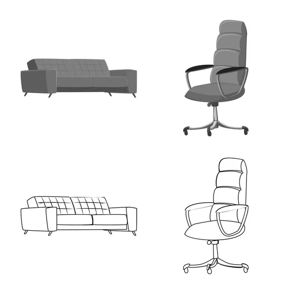 Elkülönített objektum bútorok és munka ikon. Bútor és hazai tőzsdei szimbólum a web. — Stock Vector