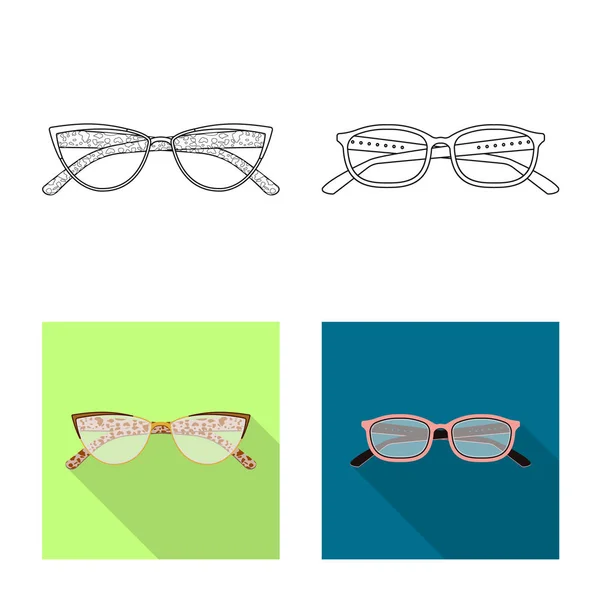 Isoliertes Objekt aus Brille und Rahmenschild. Brillensatz und Zubehör Stock Vector Illustration. — Stockvektor
