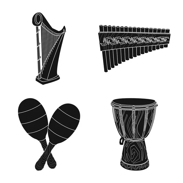 Geïsoleerde object van muziek en melodie symbool. Verzameling van vector-pictogram voor muziek en tool voor voorraad. — Stockvector