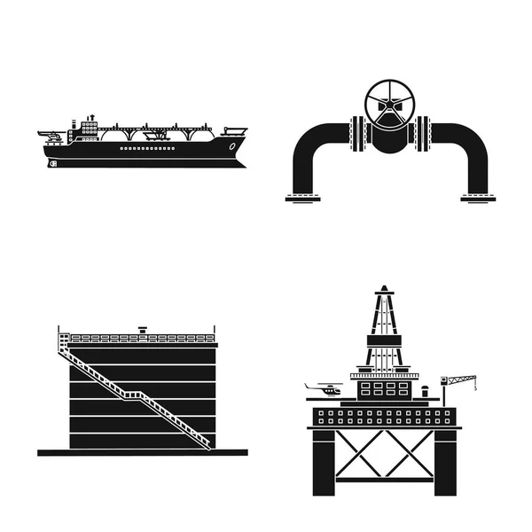 Izolovaný objekt loga ropy a zemního plynu. Kolekce z ropy a benzínu vektorové ilustrace. — Stockový vektor