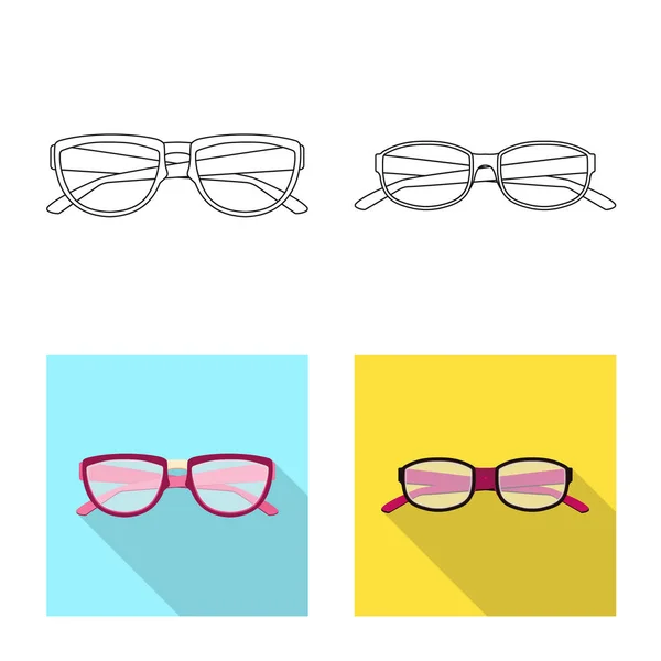 Vector illustration of glasses and frame logo. Collection of glasses and accessory vector icon for stock. — Stock Vector