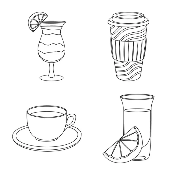 Diseño vectorial del logotipo de la bebida y la barra. Colección de bebidas y símbolo de stock de fiesta para la web . — Archivo Imágenes Vectoriales