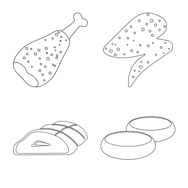 Na białym tle obiekt symbolu mięsa i szynka. Kolekcja mięsa i gotowania symbol giełdowy dla sieci web. — Wektor stockowy