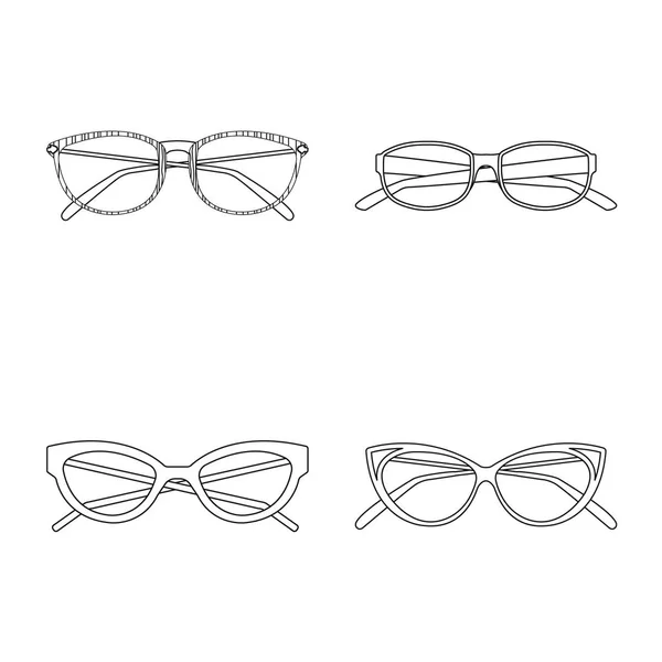 Conception vectorielle de lunettes et icône de cadre. Collection de lunettes et icône vectorielle accessoire pour stock . — Image vectorielle