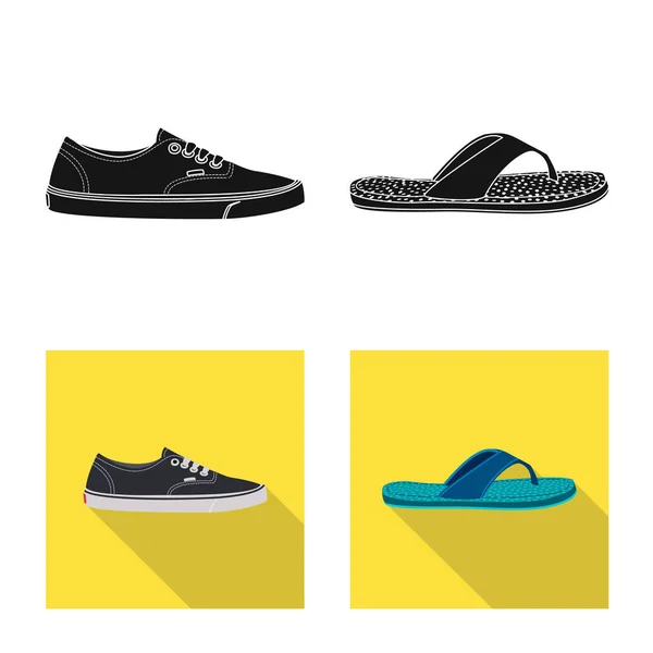 Oggetto isolato di scarpa e segno calzature. Set di scarpe e piedi stock vettoriale illustrazione . — Vettoriale Stock