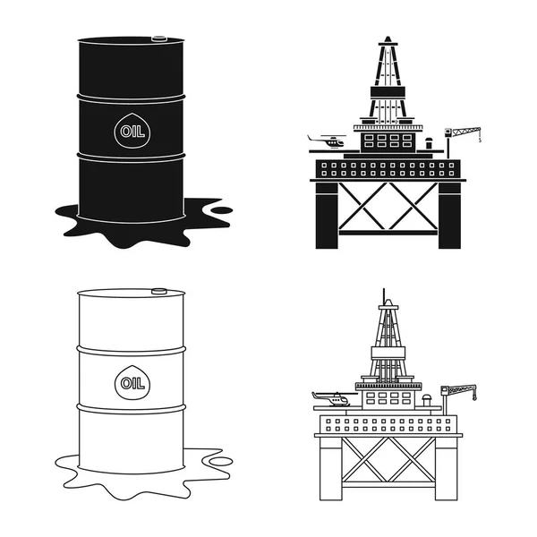 Progettazione vettoriale di olio e gas segno. Raccolta dell'illustrazione vettoriale del petrolio e della benzina . — Vettoriale Stock