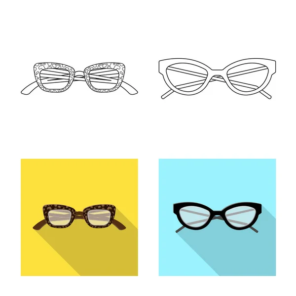 Illustrazione vettoriale di occhiali e logo della cornice. Collezione di occhiali e accessori stock symbol per web . — Vettoriale Stock