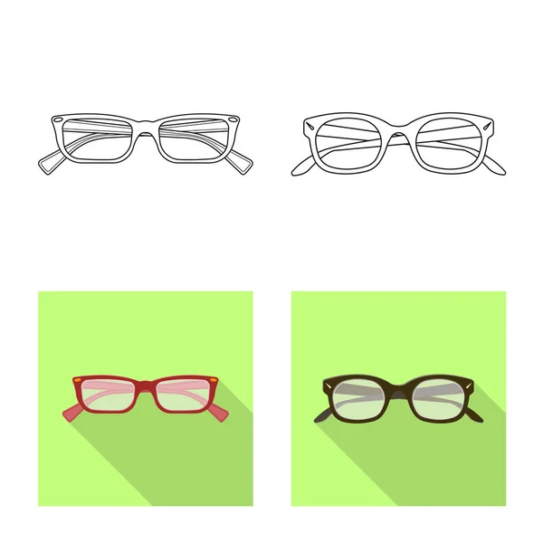 Vector ontwerp van pictogram bril en frame. Aantal glazen en accessoire voorraad vectorillustratie. — Stockvector