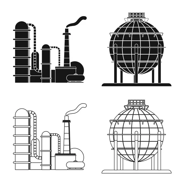 Diseño vectorial del icono del petróleo y el gas. Colección de aceite y gasolina símbolo de reserva para la web . — Archivo Imágenes Vectoriales