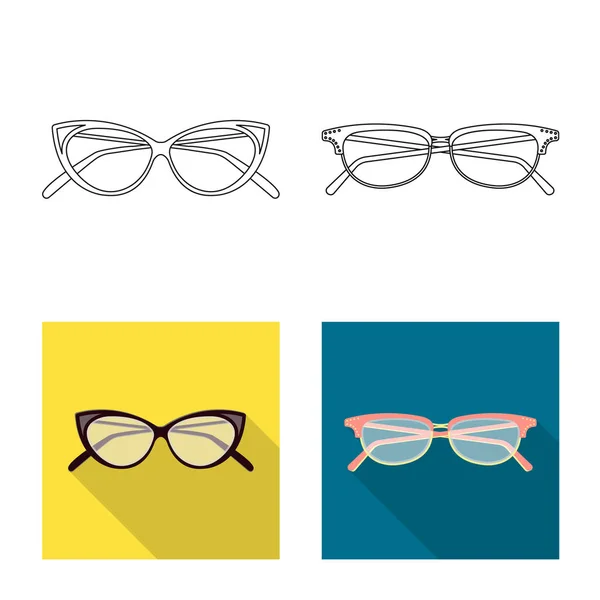 Isolated object of glasses and frame logo. Collection of glasses and accessory stock vector illustration. — Stock Vector