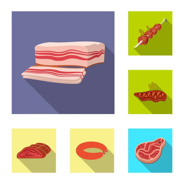 Ilustración vectorial del logotipo de carne y jamón. Conjunto de ilustración de vectores de carne y caldo de cocina . — Vector de stock