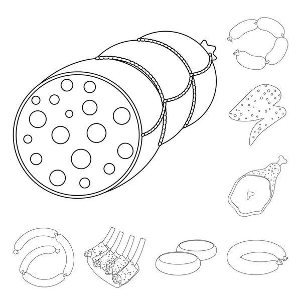 Vectorillustratie van vlees en ham logo. Set van vlees en koken vector pictogram voor voorraad. — Stockvector