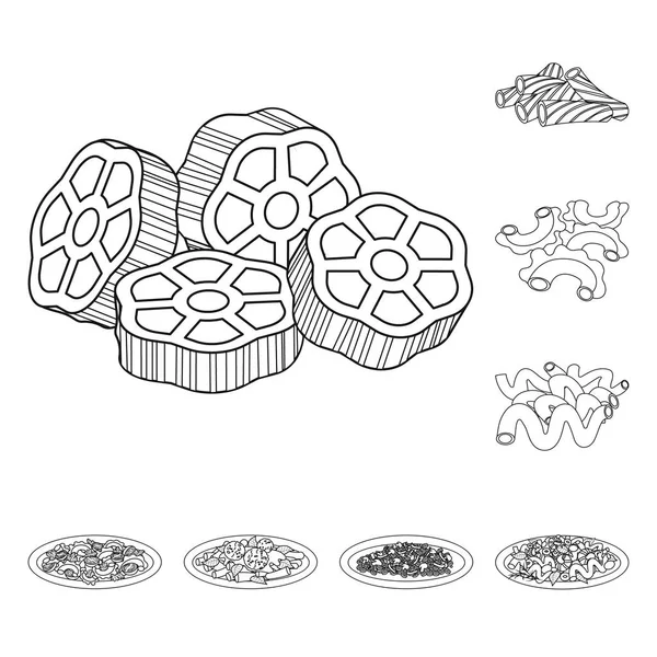 Ilustração vetorial do símbolo de massas e carboidratos. Conjunto de macarrão e macarrão símbolo de estoque para web . —  Vetores de Stock
