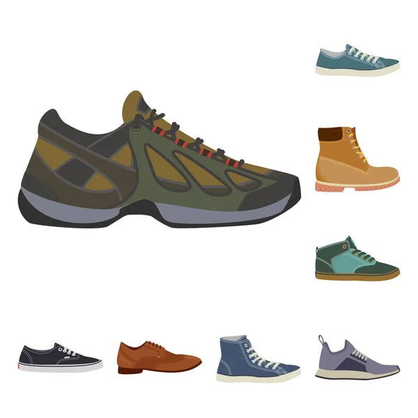 Ilustración vectorial del icono del zapato y del calzado. Set de zapato y pie vector icono para stock . — Archivo Imágenes Vectoriales