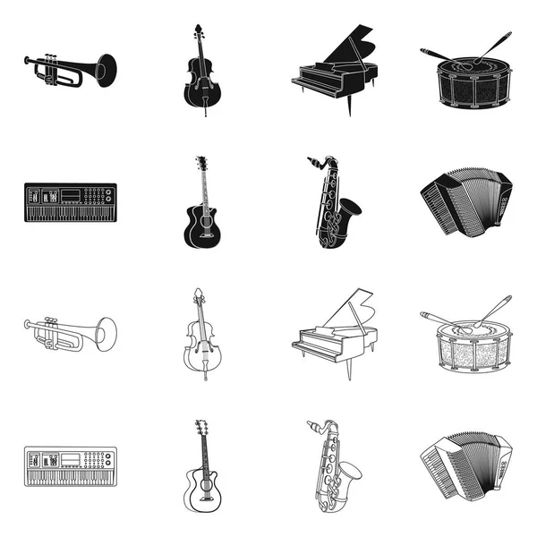 Design vettoriale della musica e simbolo di sintonia. Serie di illustrazioni vettoriali di musica e strumenti . — Vettoriale Stock
