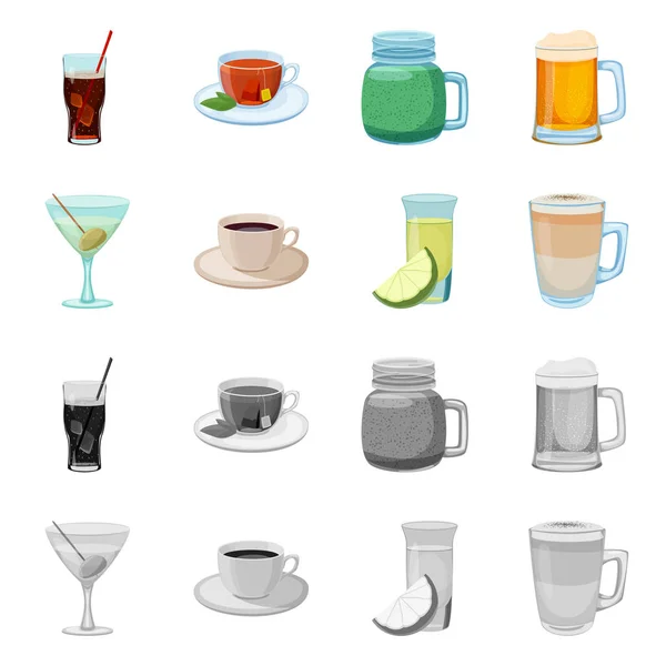 饮料和酒吧图标的矢量设计 网络饮料与党的股票符号的收集 — 图库矢量图片