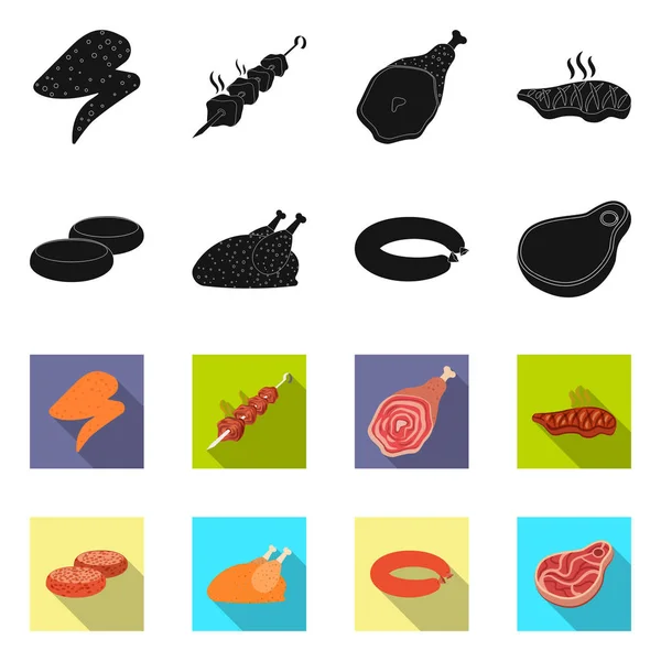 Conception vectorielle du logo viande et jambon. Collecte de viande et illustration vectorielle du bouillon de cuisson . — Image vectorielle