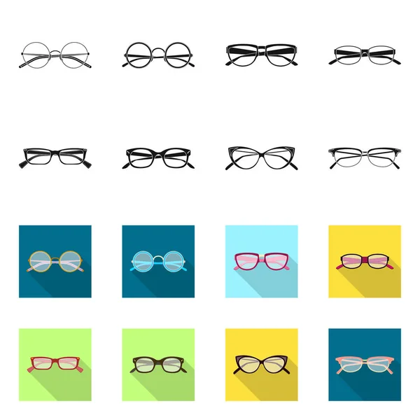 独立的眼镜和框架图标的对象。一套眼镜和附件矢量图标股票. — 图库矢量图片