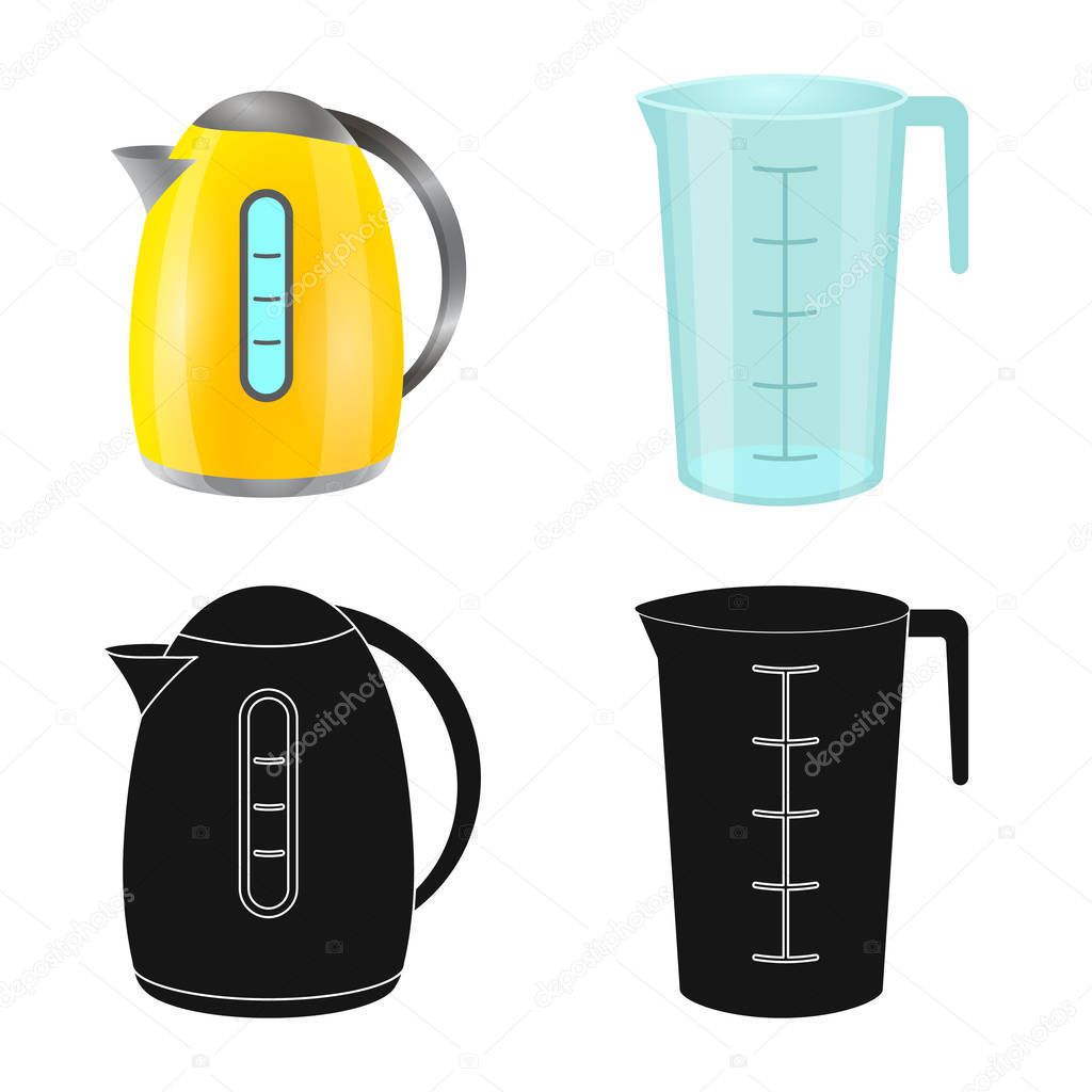 Isolated object of kitchen and cook icon. Set of kitchen and appliance vector icon for stock.