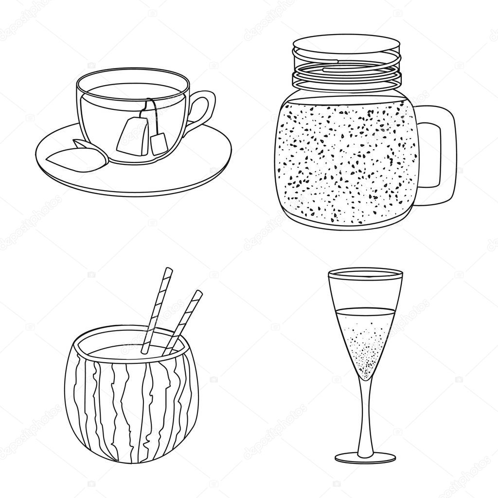 Isolated object of drink and bar sign. Collection of drink and party stock vector illustration.