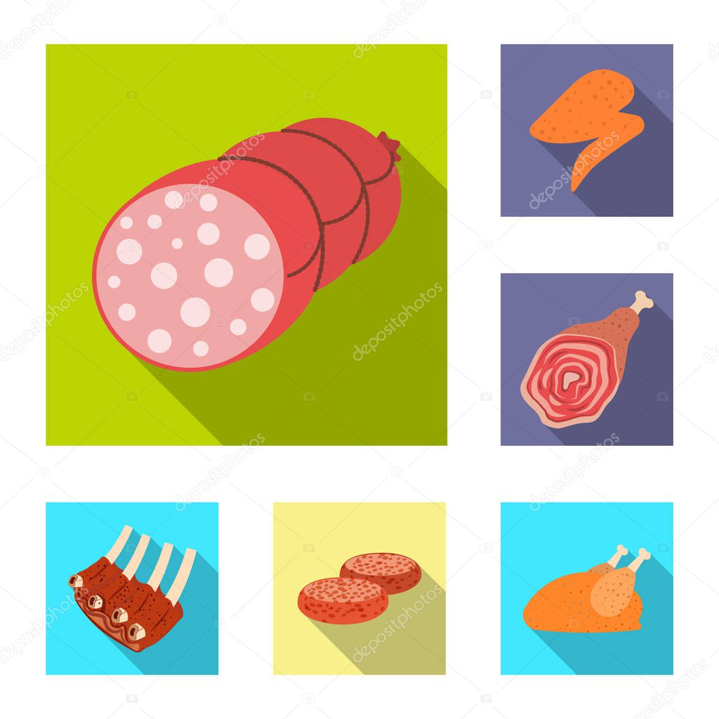 Isolated object of meat and ham icon. Set of meat and cooking vector icon for stock.
