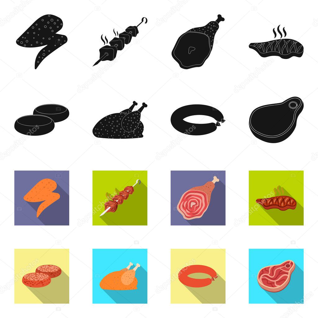 Vector illustration of meat and ham icon. Set of meat and cooking vector icon for stock.