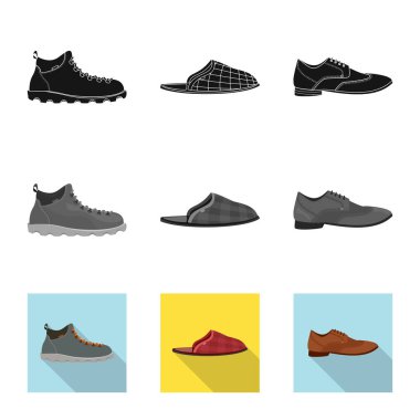 Ayakkabı ve ayakkabı logo vektör tasarımı. Ayakkabı ayarla ve vektör simge stok ayak.